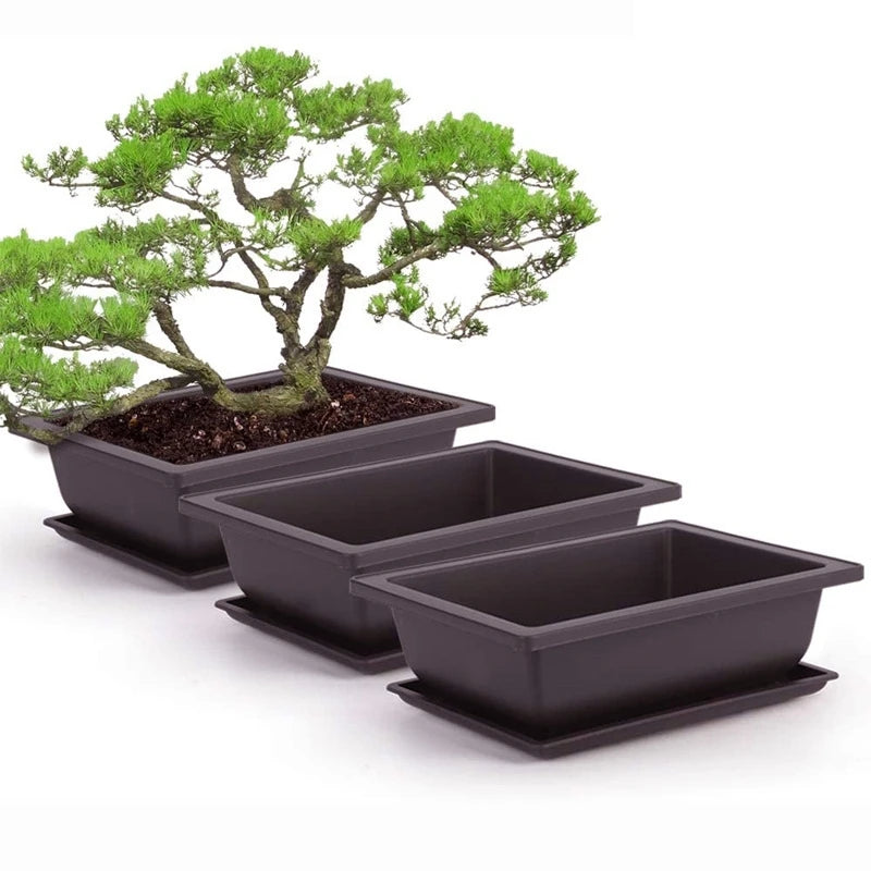 Rectangular Flowerpots Plastic Bonsai Plants Pot Square for Flower Balcony Garden Yard Landscape Bonsai Pot Trays Home Decor
