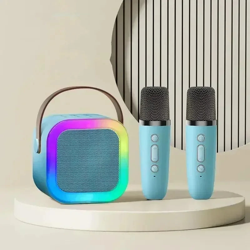 Portable Bluetooth Karaoke Machine - Wireless Speaker w/ 2 Microphones, RGB, for Kids Home Gift | AlluCanFind