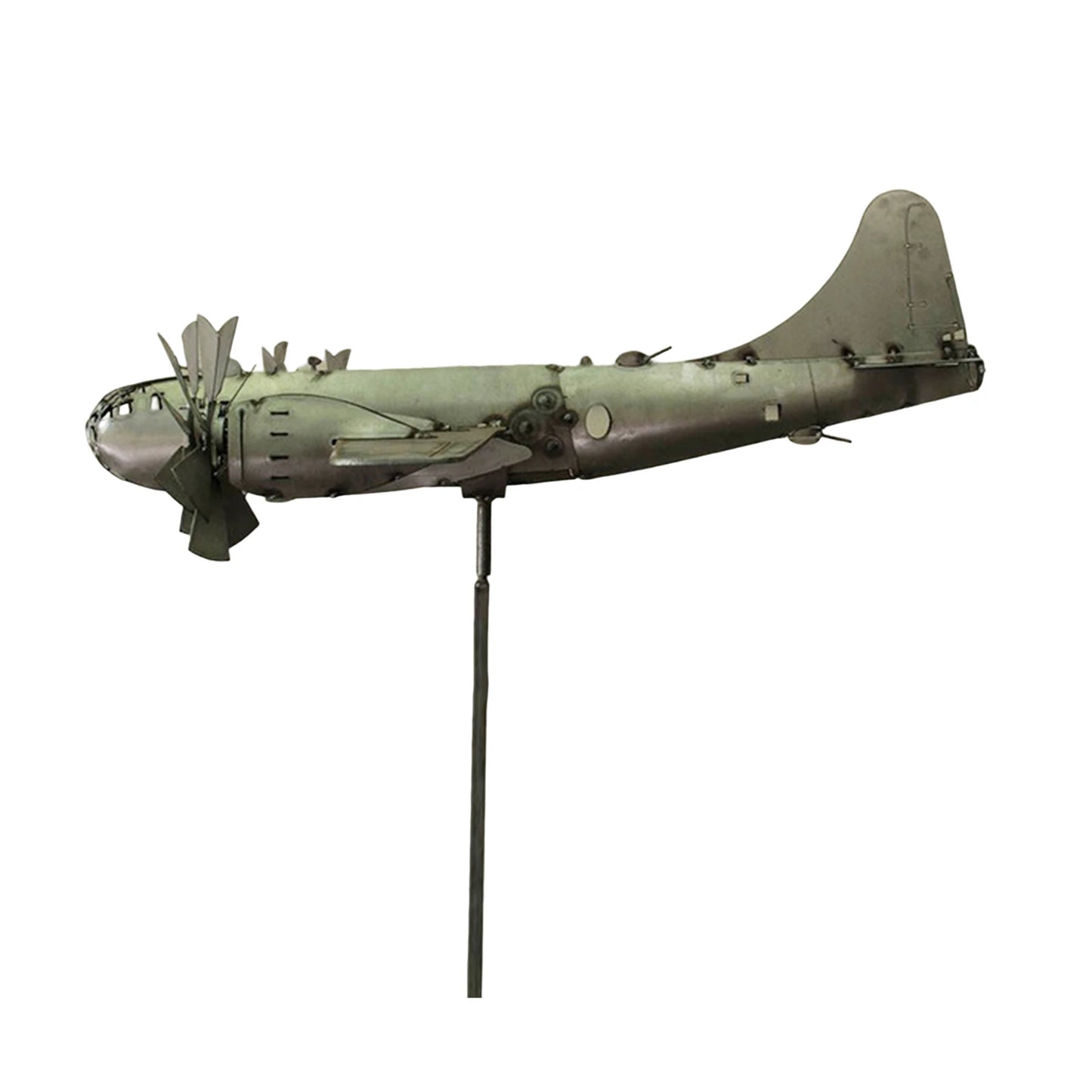 3D Wind Spinner Plane Metal Airplane Weather Vane Plug-in Windmill Outdoor Roof Wind Direction Indicator Ornaments Garden Decor