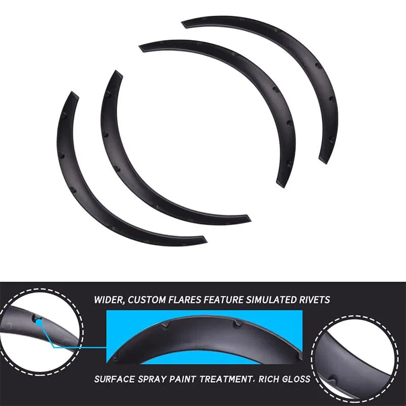 Universal Car Truck Wheel Fender Flares Cover Wide Body Kit Wheel Arches Black
