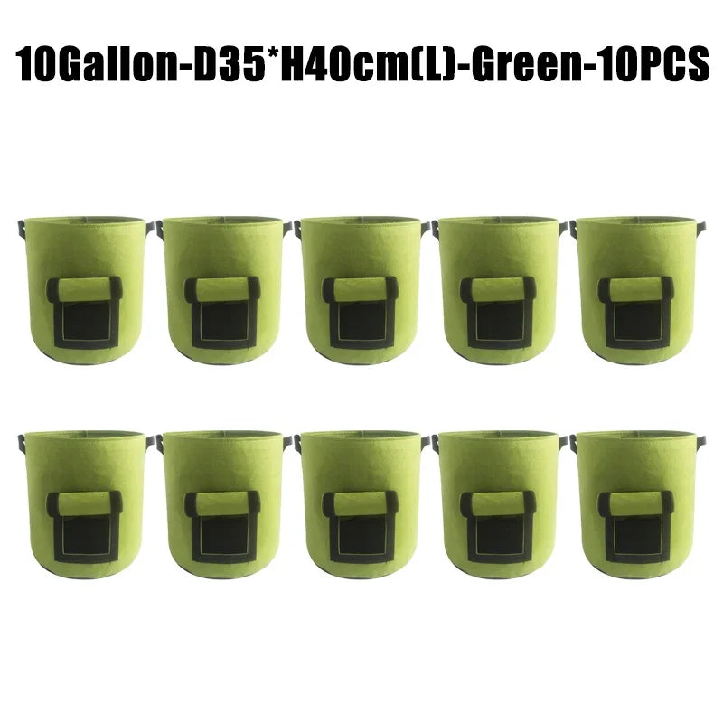 5/10Gallon Felt Plant Grow Bags Nonwoven Fabric Garden Potato Pot Greenhouse Vegetable Growing Bags Moisturizing Vertical Tools