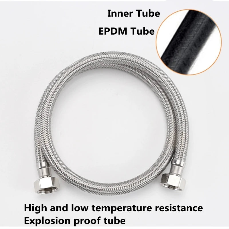 1 PC 1/2, 3/4 Inch 304 Stainless Steel Braided Hose Cold Hot Water Pipe Toilet Faucet Connection Pipe Garden Water Connection