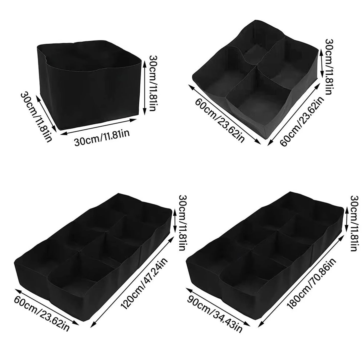 Garden Planting Bag with Multi-Grid Design – Felt Grow Bag for Vegetables, Tomatoes & Potatoes, Rectangular Nursery Pot Containe