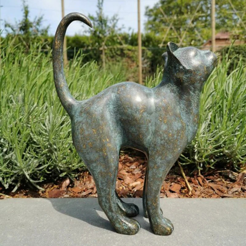 Cat Statue Butterfly Cat Statue Grease Bronze Lawn Porch Pet Garden Outdoor Decoration Courtyard, Yard, Lawn And Landscape Decor