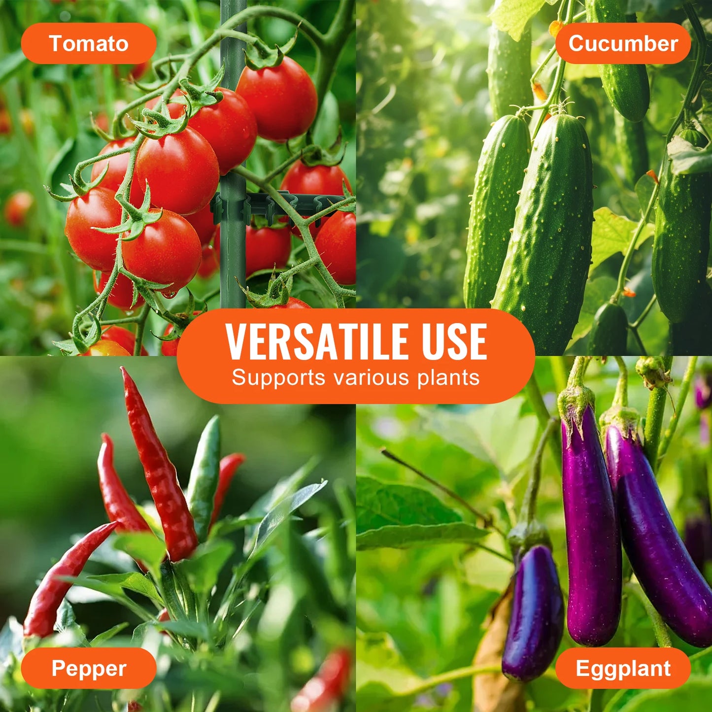 VEVOR 6 Packs Tomato Cages for Garden 48 in Trellis Plant Stakes Suppor for Raised Garden Bed Vegetables Flowers Climbing Plants