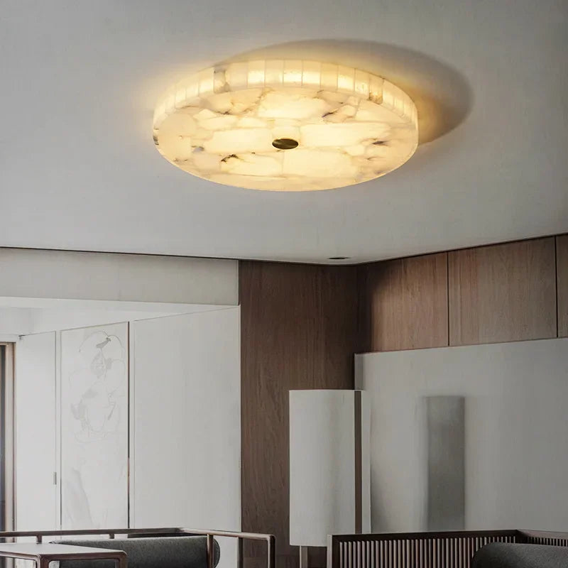 Led Lights Modern 2025 Marble Ceiling Chandelier Home Decor Ceiling Lamp White Marble New Designer Lustre for Living Room