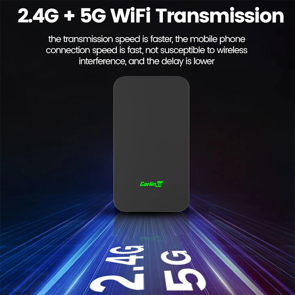 2024 CarlinKit 5.0 Wireless CarPlay Wireless Android Auto Box 2.4G & 5.8Ghz WiFi BT Auto Connect Plug&Play For Wired AA CP Cars