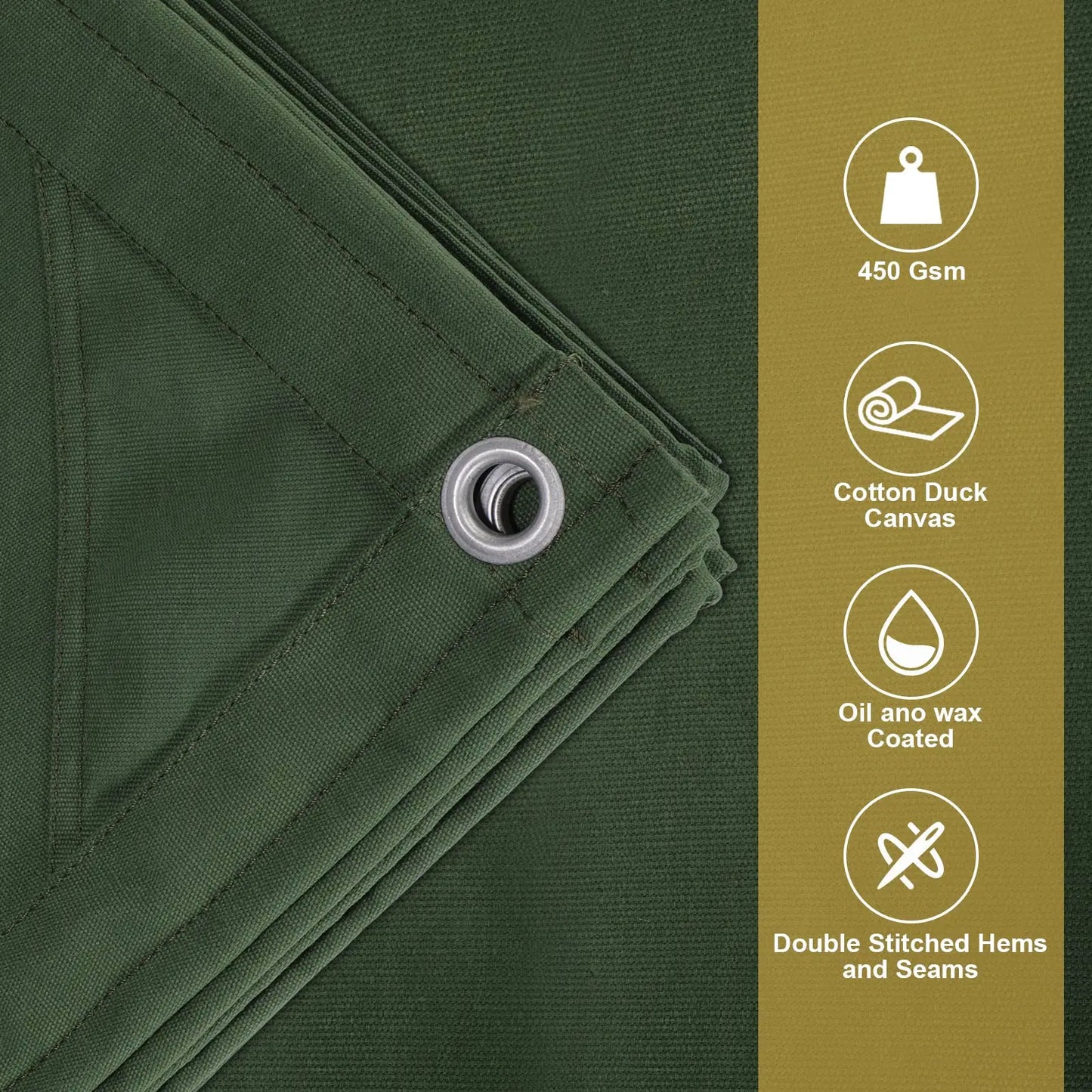 Canvas Tarp with Rustproof Grommets 450gsm Heavy Duty Multipurpose Tarpaulin Cover for Canopy Tent  Roof Camping Woodpile