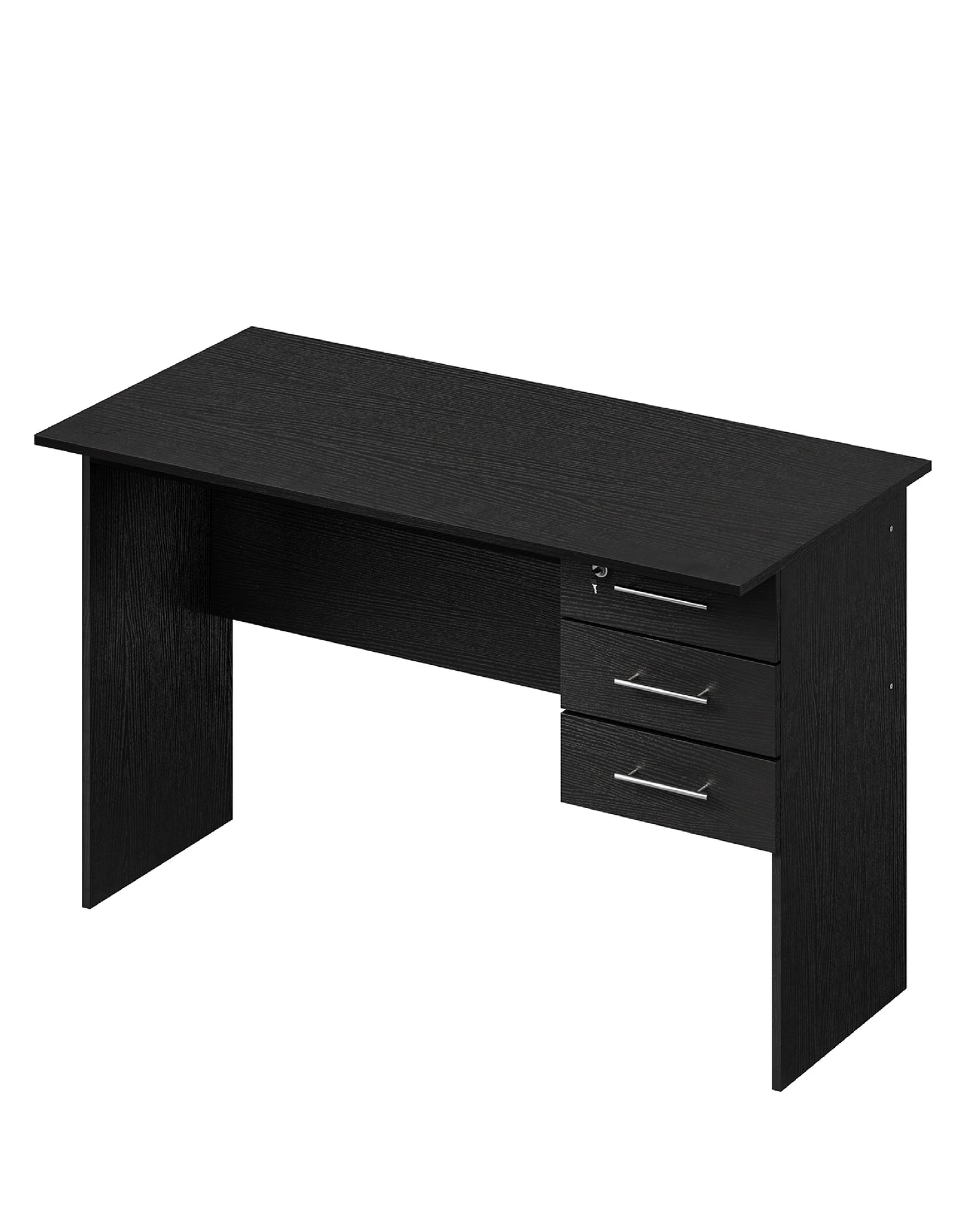 WOLTU Computer Desk PC Laptop Table Office Desk with 3 Drawers and Lock Black/ White Chipboard Table for Bedroom Living Room
