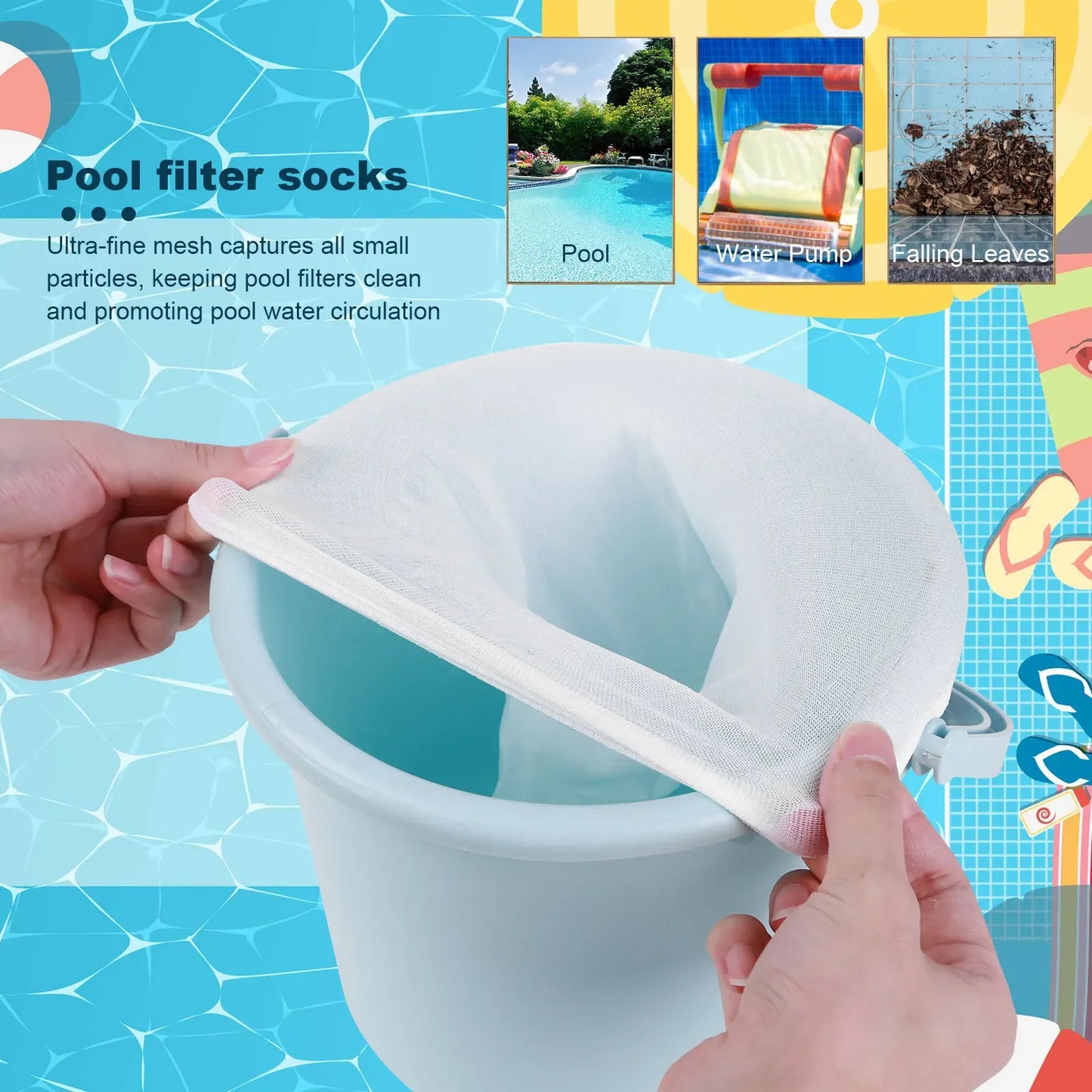 5/10/20/30/50/100pcs Filter Storage Pool Skimmer Socks Nylon Swimming Pool Filter Socks For Baskets Skimmers White Pool Supply