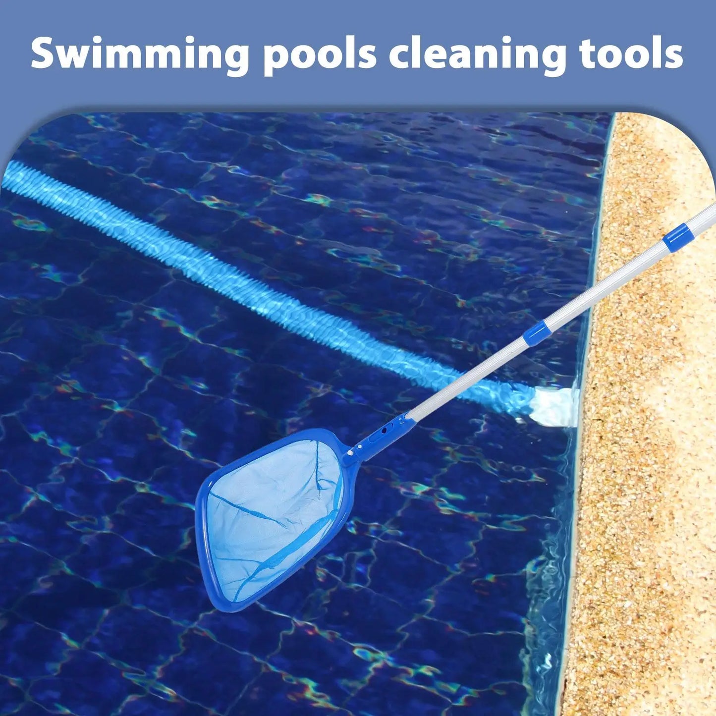 Swimming Pool Cleaning Set Supplies Pole Inflatable Net and Brush Nylon Leaf Skimmer Cleaner Kit