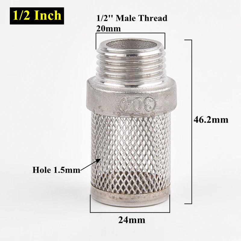 304 Stainless Steel Male Thread Mesh Cover Aquarium Fish Tank Water Pump Inlet Filter Screen Garden Irrigation Pump Hose Filters