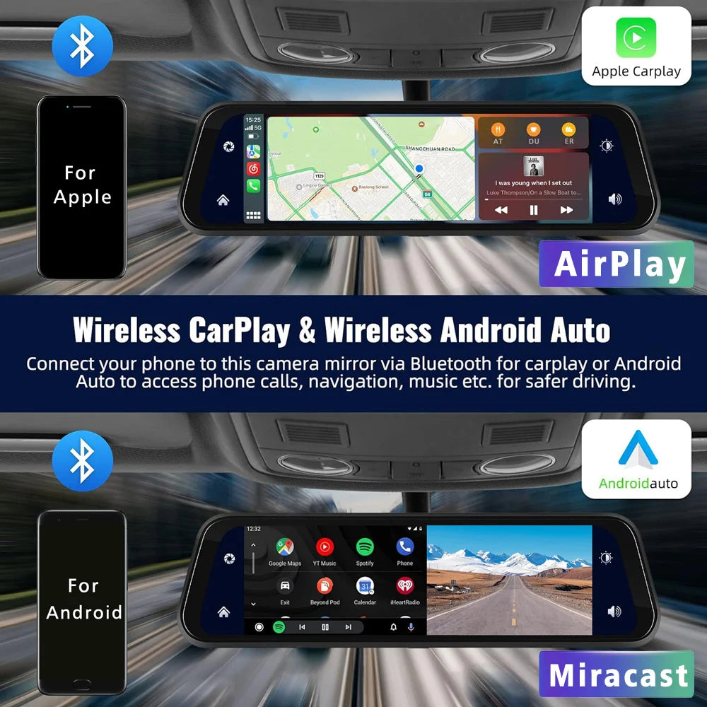 UHD 4K 3840*2160P Car Dvr Carplay Android Auto GPS 5G WIFI AUX Dash Ca