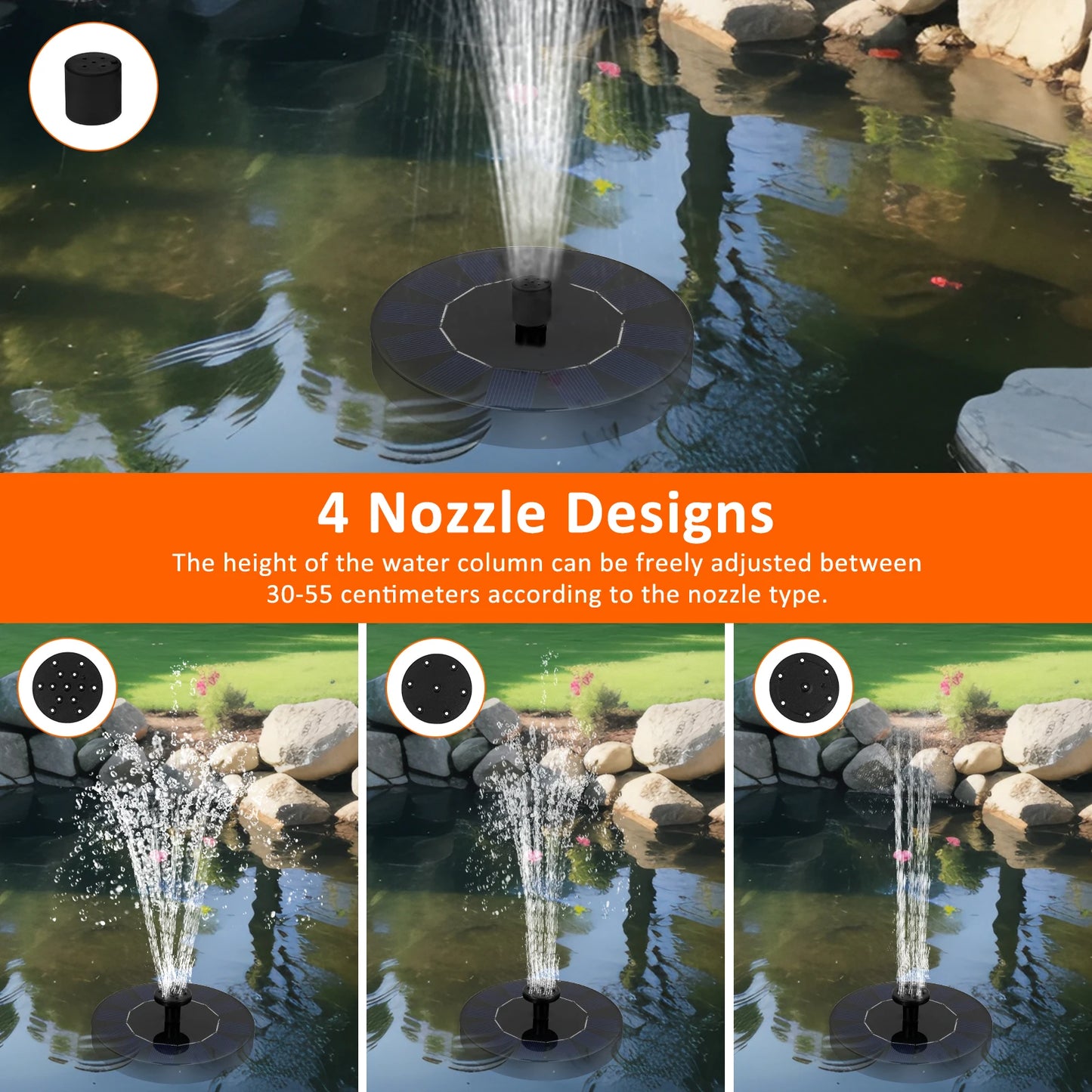 13/18cm Solar Fountain Pump Bird Bath Fountain Garden Outdoor Water Pool Pond Floating Decor With 6 Nozzles Solar Waterfall