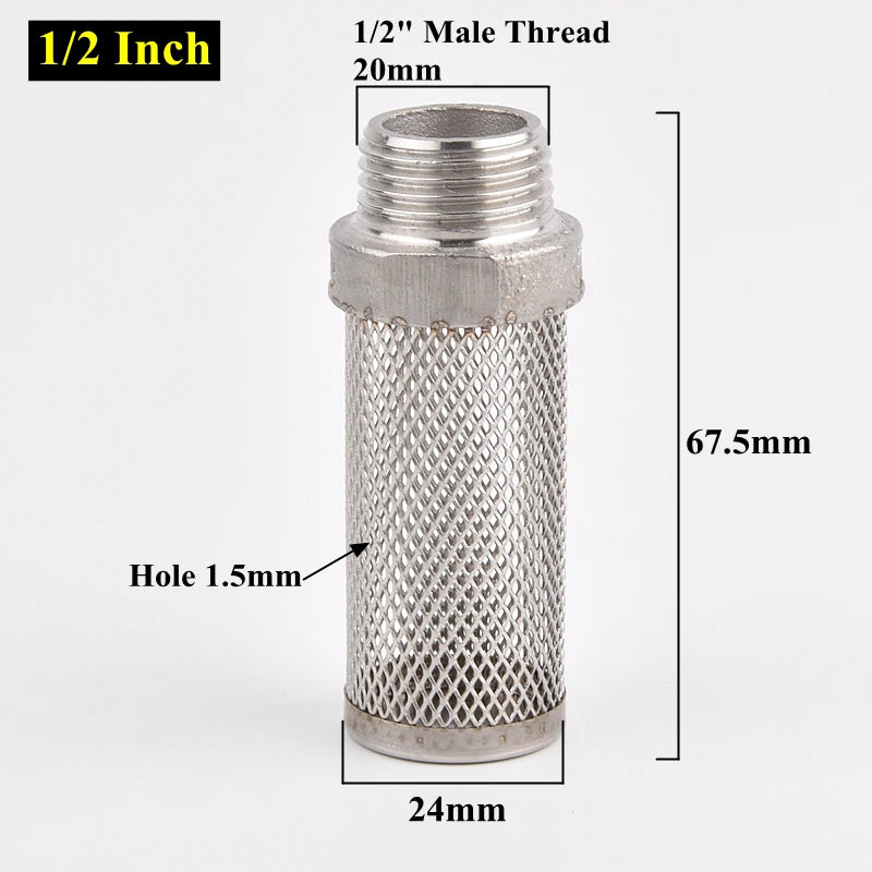 304 Stainless Steel Male Thread Mesh Cover Aquarium Fish Tank Water Pump Inlet Filter Screen Garden Irrigation Pump Hose Filters