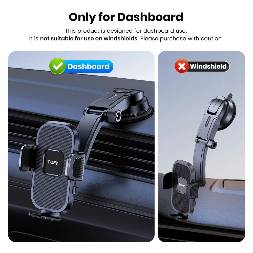 TOPK Universal Car Phone Holder Dashboard Mount for iPhone Android 360