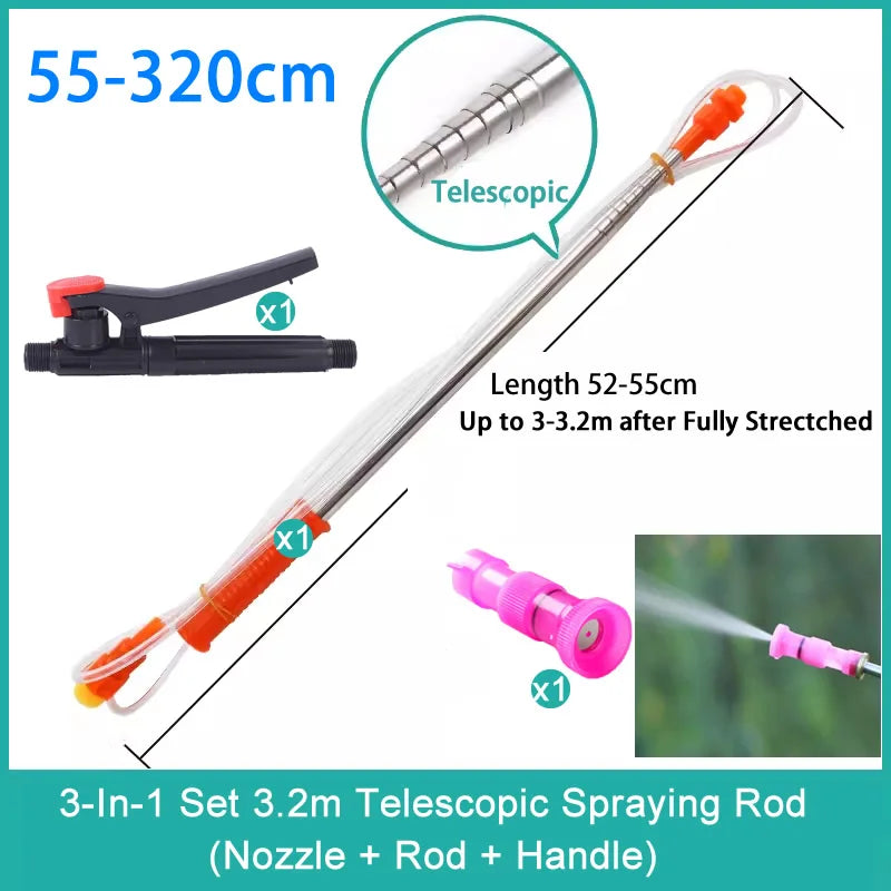 New Retractable 2.2/3.2m Spraying Rod For Hand Pressure Sprayer Outdoor Garden Pesticide Spray Tree Watering Can Accessories
