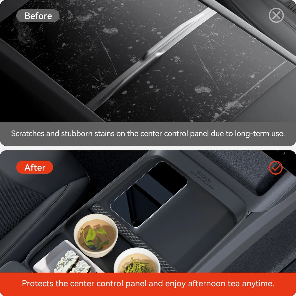 YZ For Tesla Model 3 Y Highland Juniper 2025 Center Console Trays Drink Food Table Desk Plate Car Armrest Storage Box Organizer