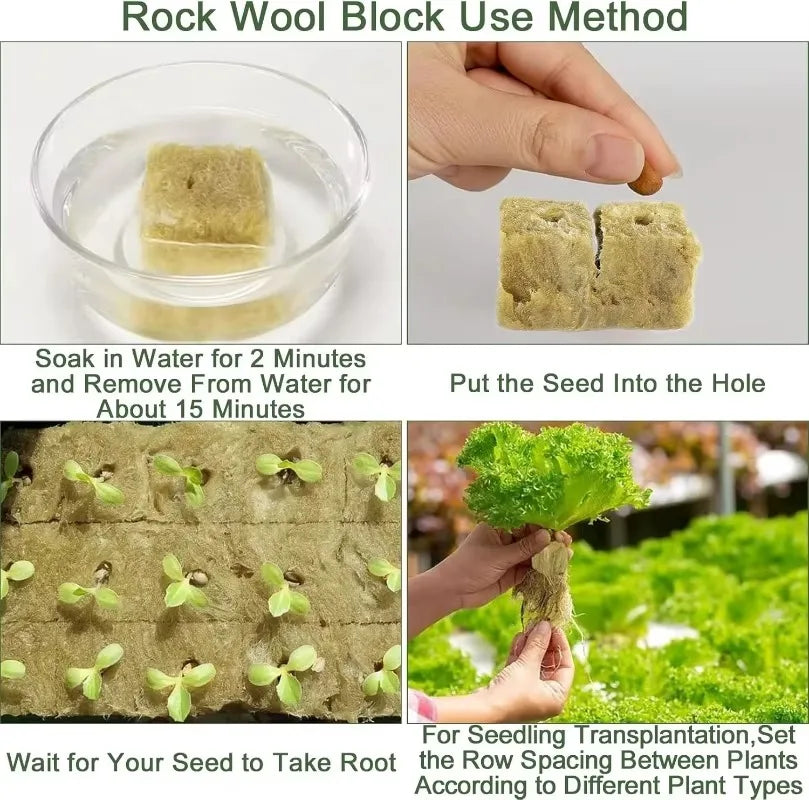 Sponge Block Starter Plug Rock Wool Grow Cubes Seedling Starter Plant Cube Hydroponic Media Plug Greenhouse Garden Nursery Pots