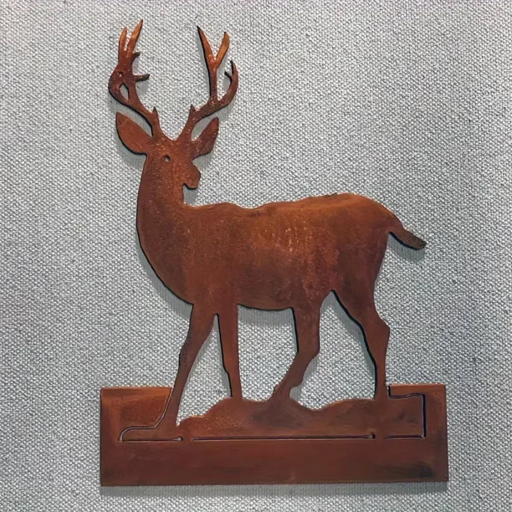 Rustic Metal Spruce Tree & Elk Ornaments: Ideal Hunting Decor & Gifts for Christmas and New Year's Holiday Celebrations