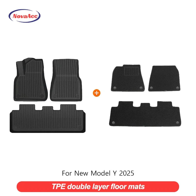 Floor Mats For Tesla Model Y 2025+ Juniper TPE All-Weather Waterproof Trunk Mat Liner Non-Slip Car Interior Protection