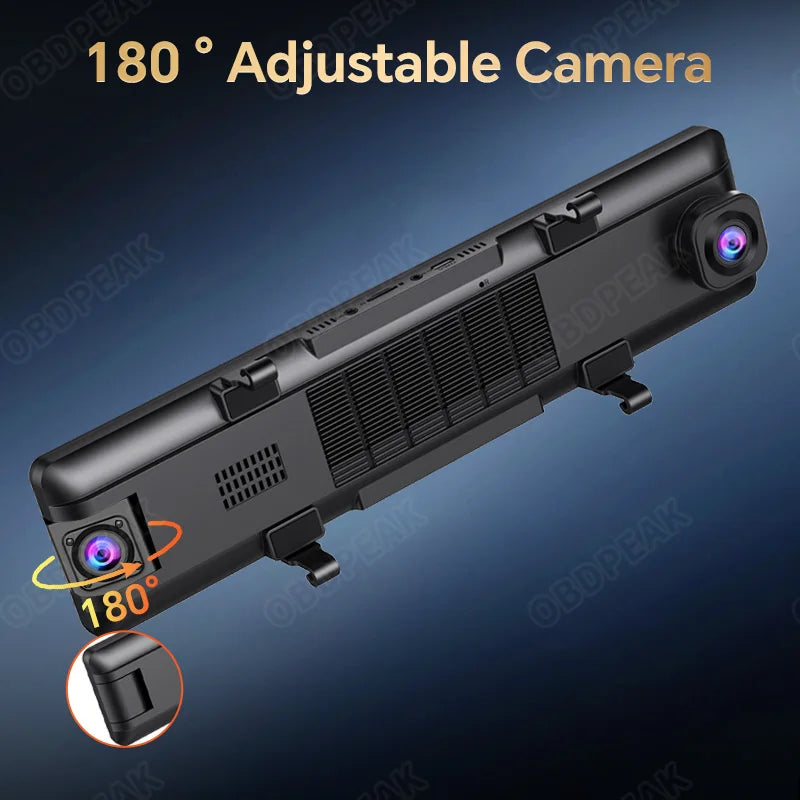 OBDPEAK 3 Camera Dash Cam 4K Car DVR Front Inside Rear 1080P GPS Track