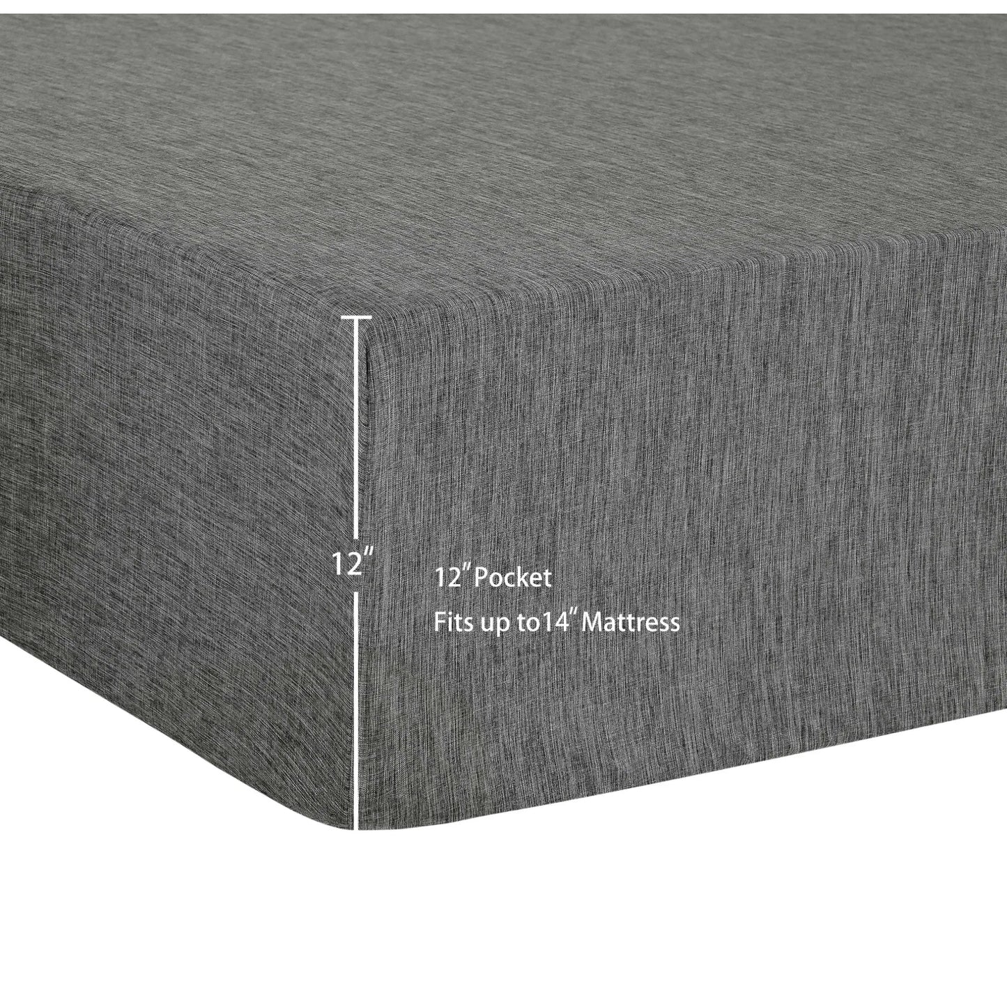 Textured Microfiber Bed Sheet Set, Queen, Charcoal Grey, 4 Piece