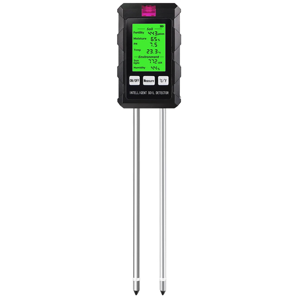 6 in 1 High Accuracy Soil Tester pH Temperature Humidity Sunlight Air Moisture Nutrient Fertility Meter Gardening Planting Tool