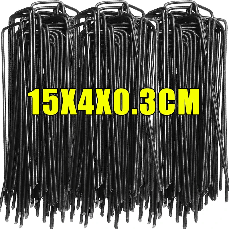 Galvanized U-type Garden Staples Heavy-duty Fence Tubing Stakes Sod Pins Artificial Grass Tent Securing Pegs Lawns Ground Nails