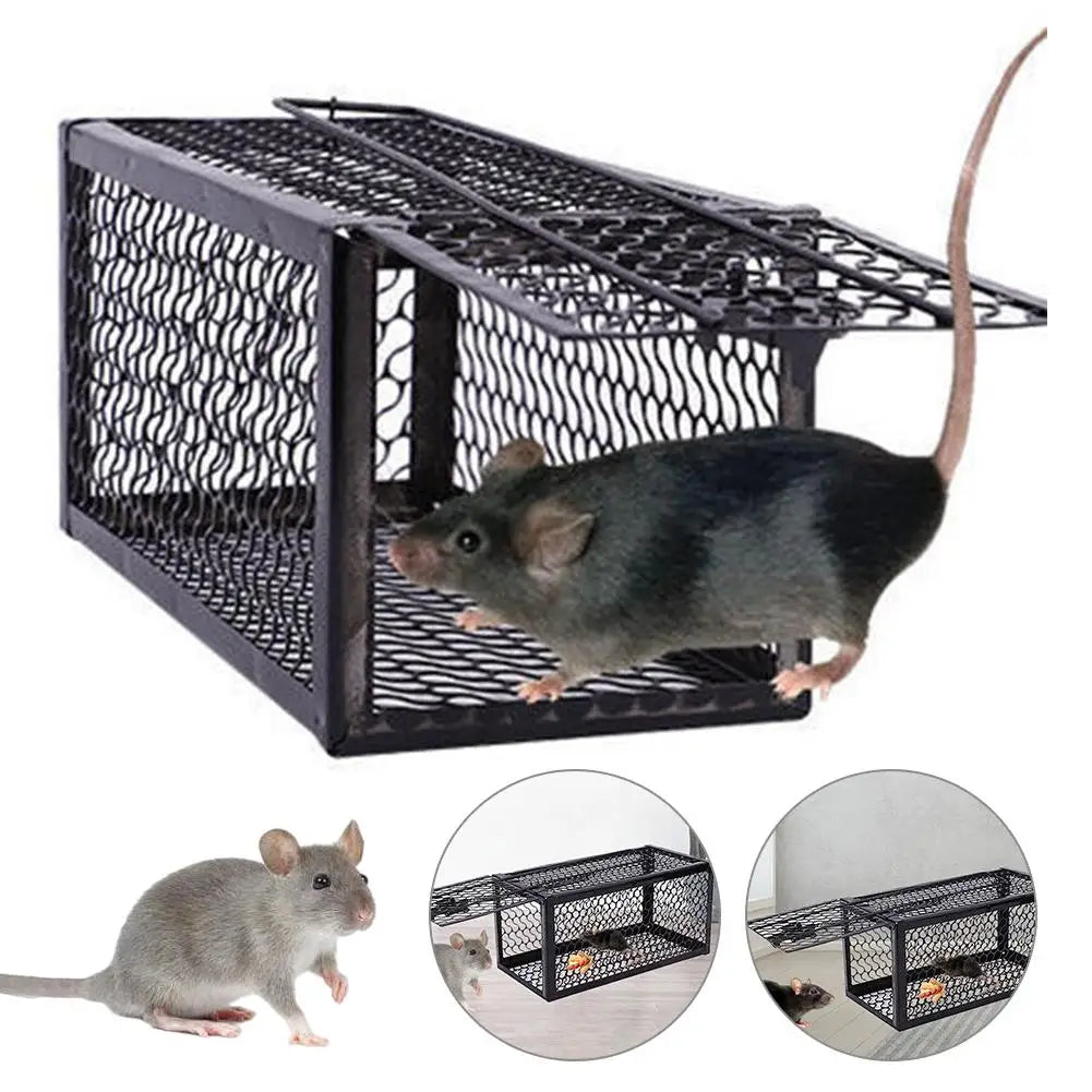 Self-locking Trap Catcher Mouse Rat Bait Mice Live Box Mice Trap Cage Reusable Catch Rat Implement Trap Rat Cage Iron Cage