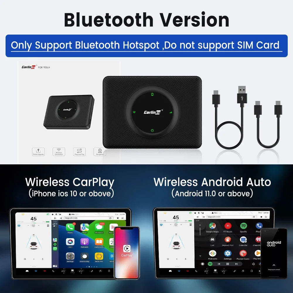 CarlinKit Wireless CarPlay & Android Auto for Tesla Model 3/X/Y/S - Auto Connect, Siri, Spotify, Waze | AlluCanFind