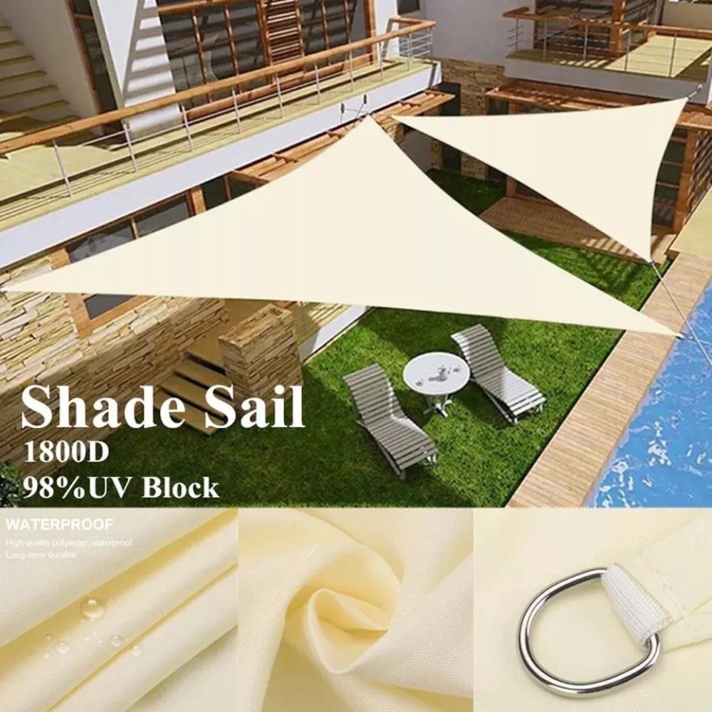 Beige Sun Shade Sail Rectangle Square Triangle Canopy Awning Cloth UV Block Heavy Duty Commercial Graden Outdoor Patio Tarp
