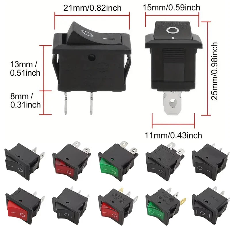 10/30/100Pcs KCD1 Snap-in Boat Rocker Switch Toggle Power SPST ON-OFF 2/3/4 Pin AC 250V 6A 125V 10A 2Pin Position Snap Switch