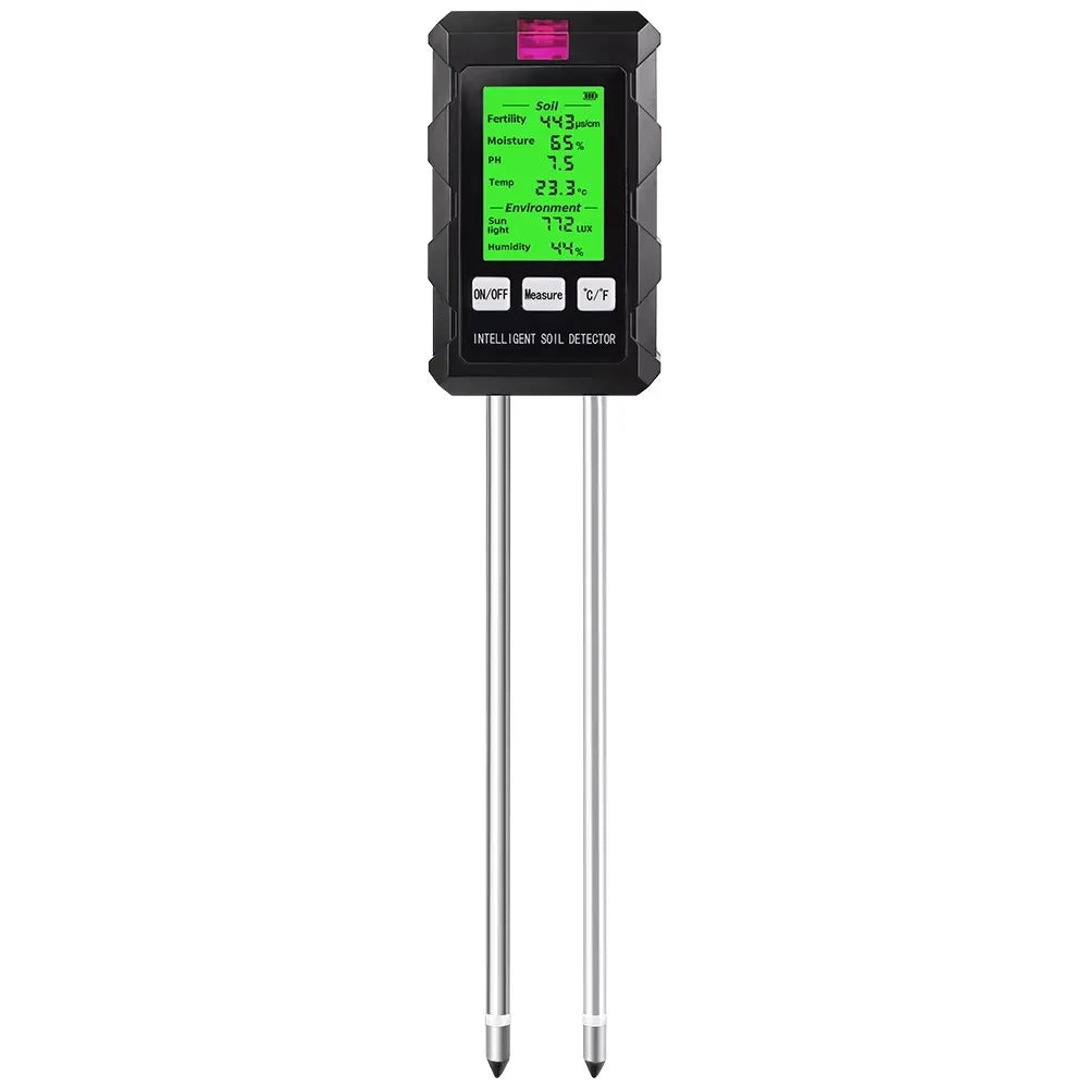 6 in 1 High Accuracy Soil Tester pH Temperature Humidity Sunlight Air Moisture Nutrient Fertility Meter Gardening Planting Tool
