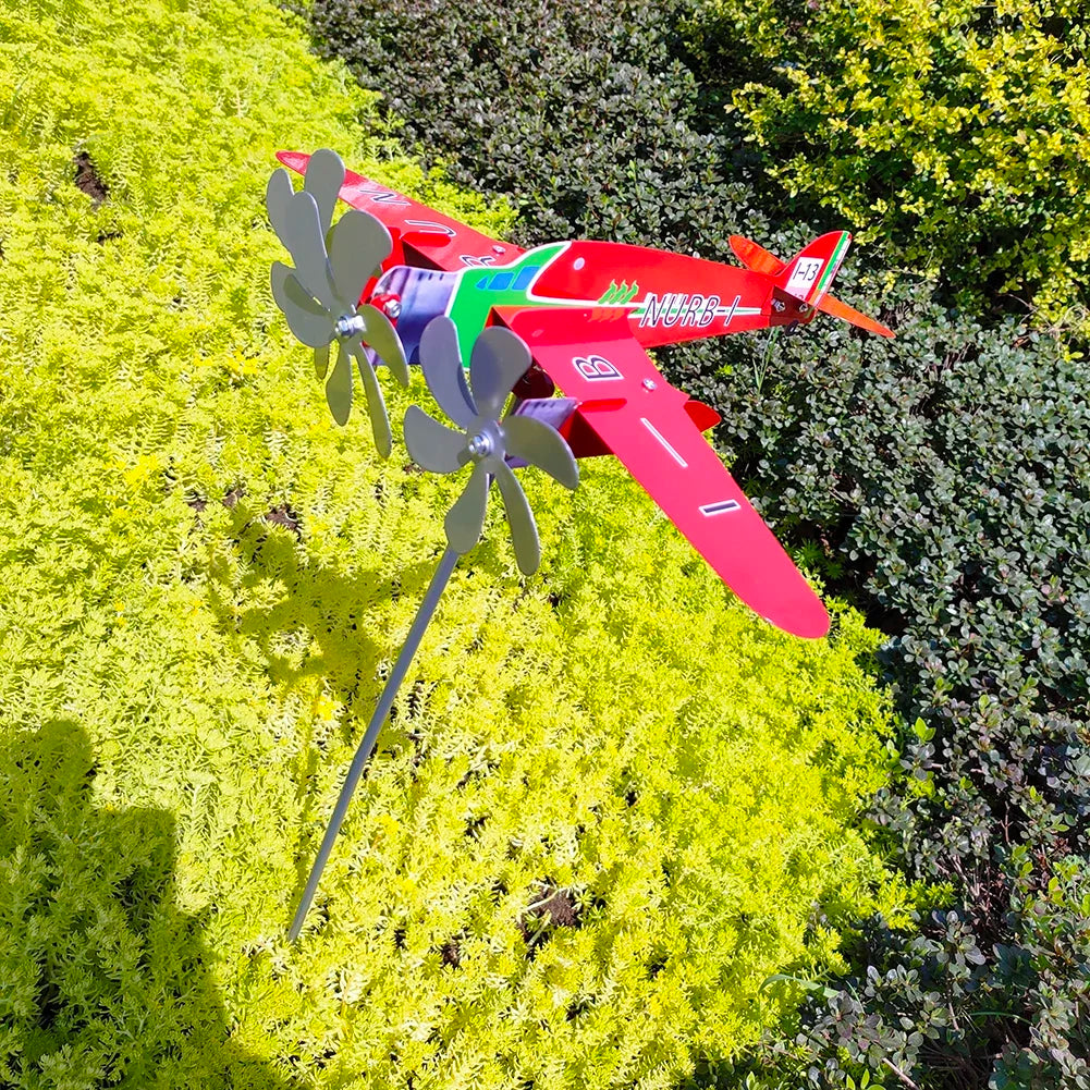 1-2PCS 3D Cub Wind Spinner Plane Metal Airplane Weather Vane Outdoor Roof Wind Direction Indicator Weather Vane Garden Decor New