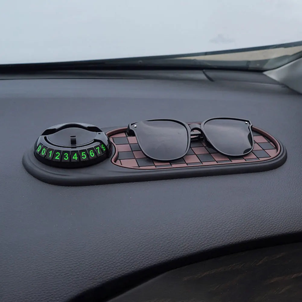 Car Dash Mat Anti Slip Rug with Auto Phone Holder Silicone Dashboard Car Pad Mat for Phones Keys Gadgets