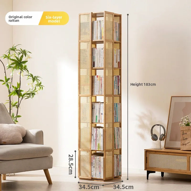 Rotating bookshelf 360 degree floor storage shelf Internet celebrity home simple student bookcase