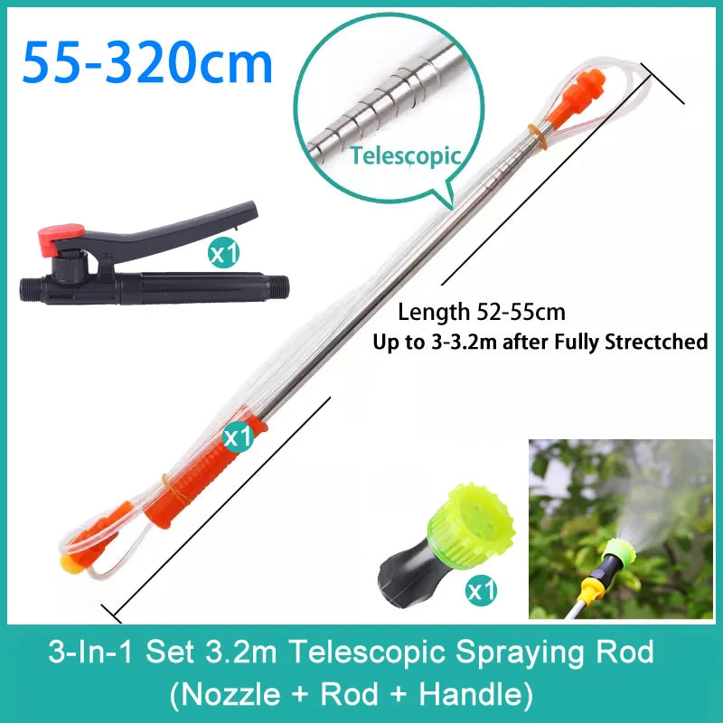New Retractable 2.2/3.2m Spraying Rod For Hand Pressure Sprayer Outdoor Garden Pesticide Spray Tree Watering Can Accessories