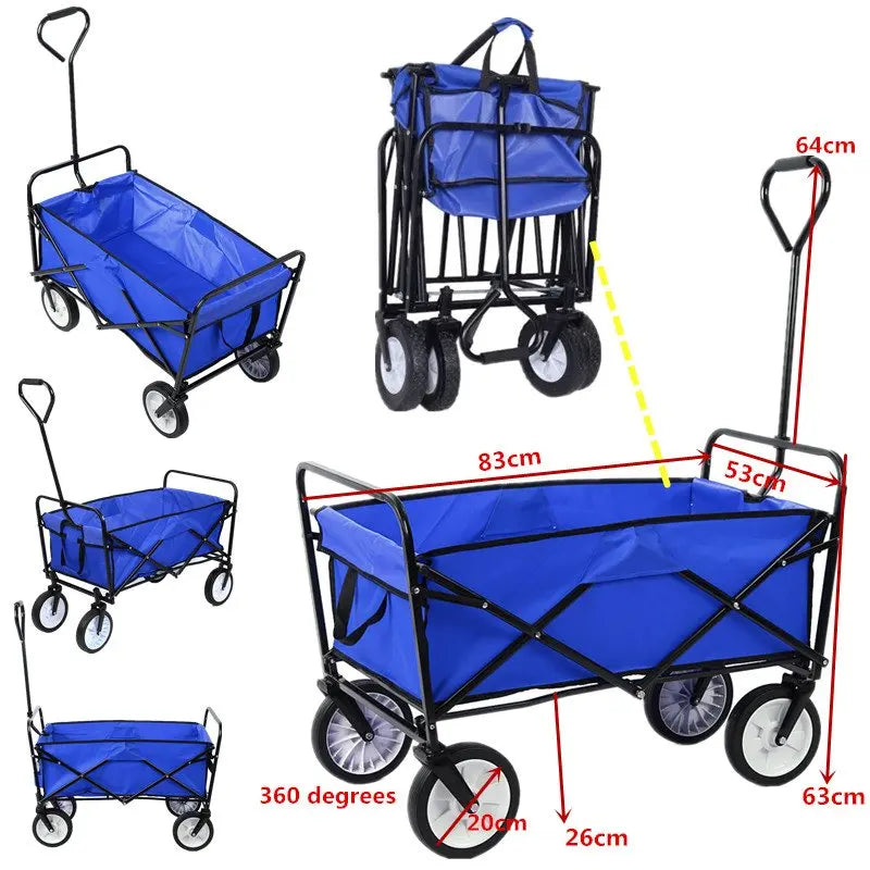 Collapsible Wagon Cart Beach Folding Utility Heavy Duty Camping Grocery Trolley Hand Garden Cart Outdoor Camping