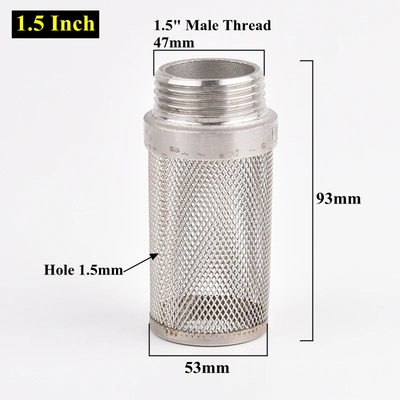 304 Stainless Steel Male Thread Mesh Cover Aquarium Fish Tank Water Pump Inlet Filter Screen Garden Irrigation Pump Hose Filters
