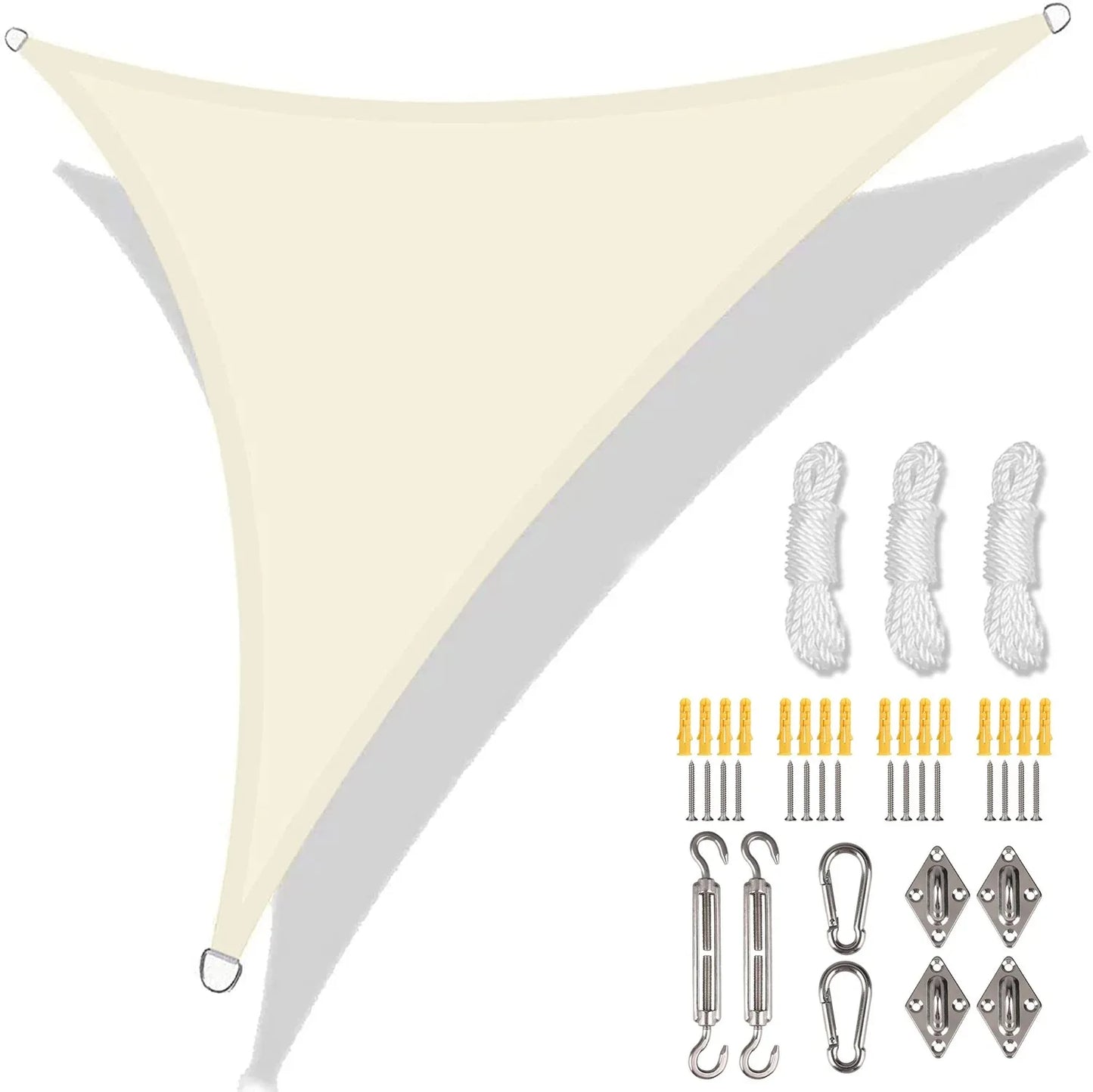 5/3.6/3/2M Triangle Shade Sail Waterproof Sunshade Sail Canopy 98%UV Block Awning with Free Rope for Garden Patio Pergola Gazebo