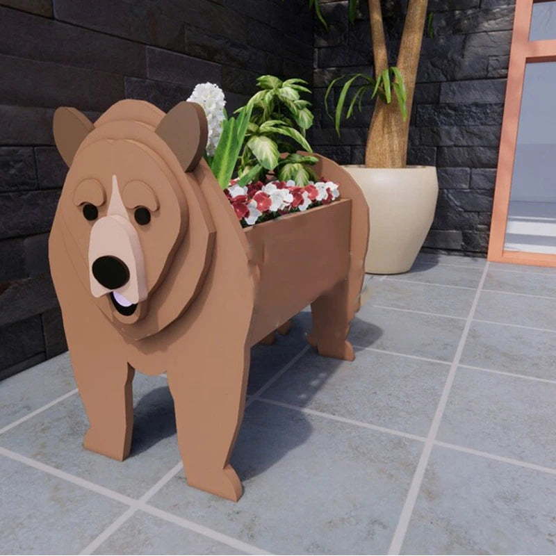 DIY Dog Planter Garden Flower Pot Pomeranian Husky Horse Sheep Elephant Bear Vase Pots Animal PVC FlowerPots Garden Home Decor