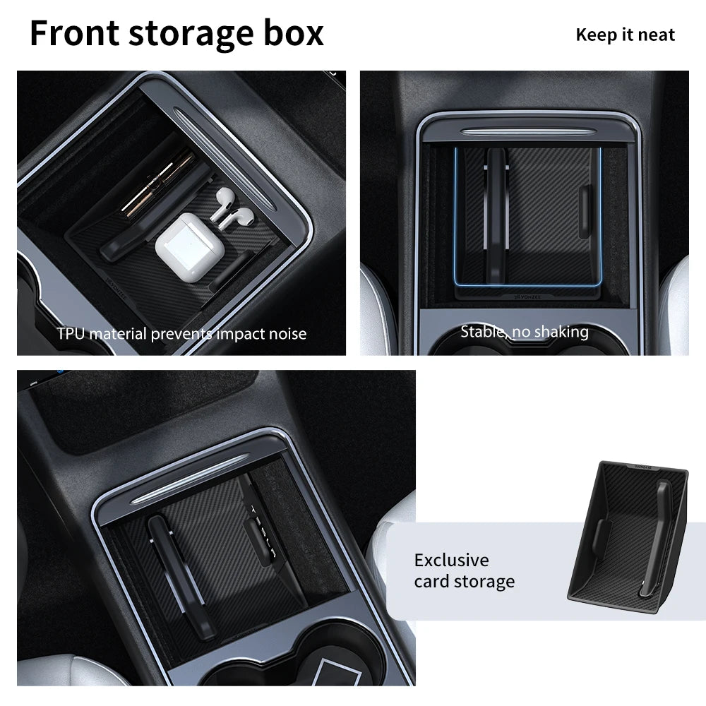 YZ for Tesla Model 3 Y Highland 2021-2024 central control lower storage box handrail box underlay waterproof mat Box Accessories