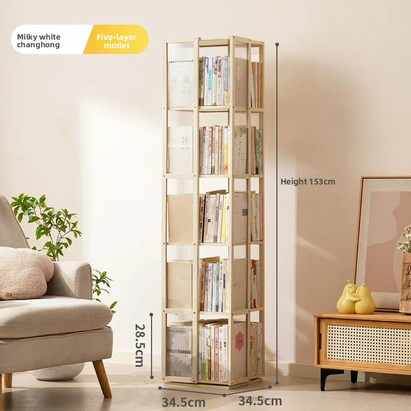 Rotating bookshelf 360 degree floor storage shelf Internet celebrity home simple student bookcase