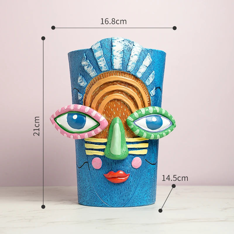 Abstract Face Planter Pot for Indoor Outdoor Plants Herb Succulent Cactus Flowerpot Home Balcony Garden Patio Art Decor