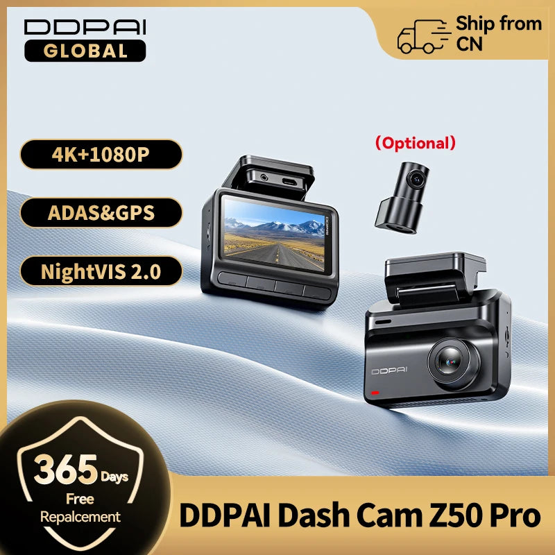 2025 New DDPAI Dash Cam Z50 Pro 4K UHD 3"IPS Display Built-in GPS ADAS