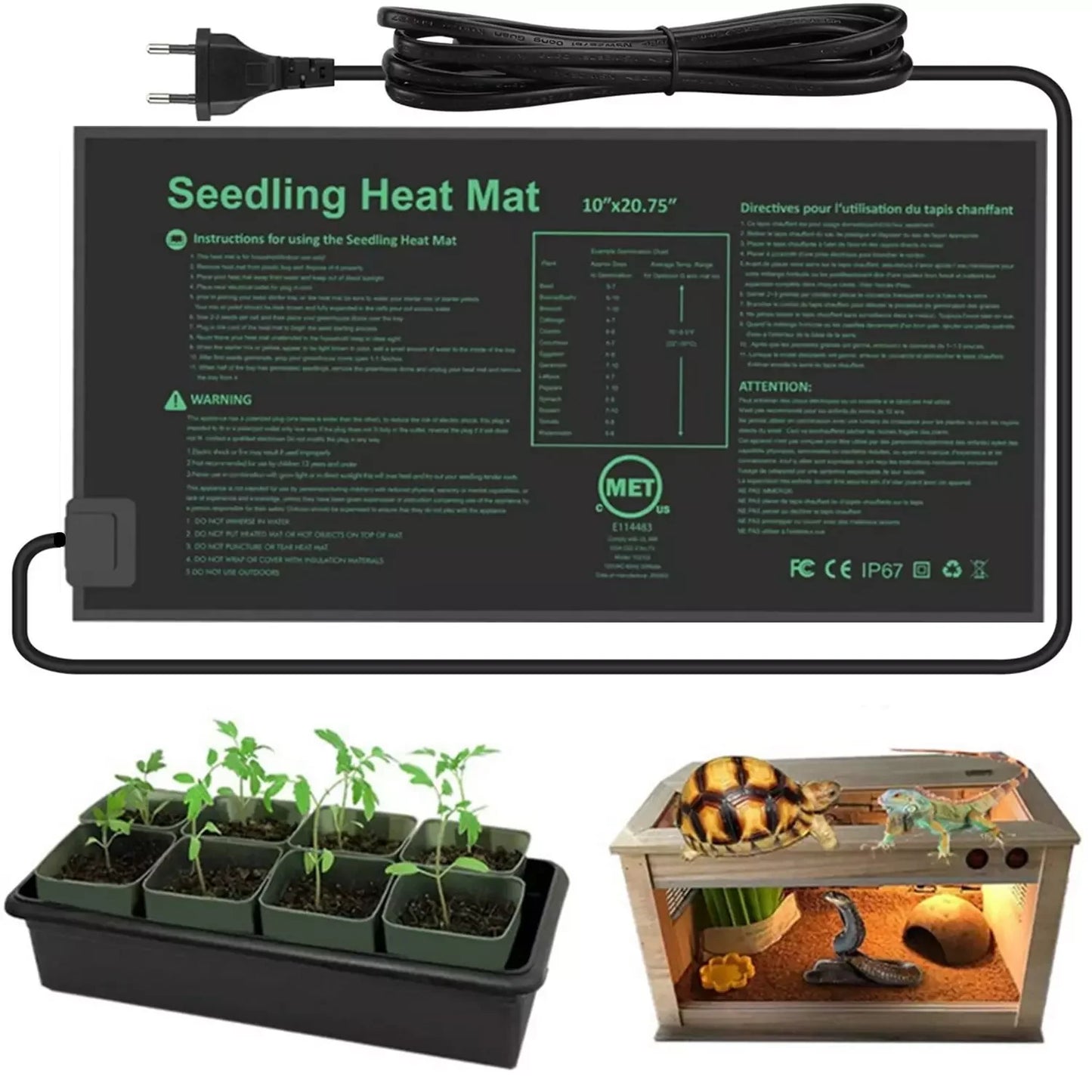 Plant heating pads 50x25cm 240V 17.5W Plants Growth Heating Mats Seedling Heat Mat Indoor Plants Germination Waterproof Heating