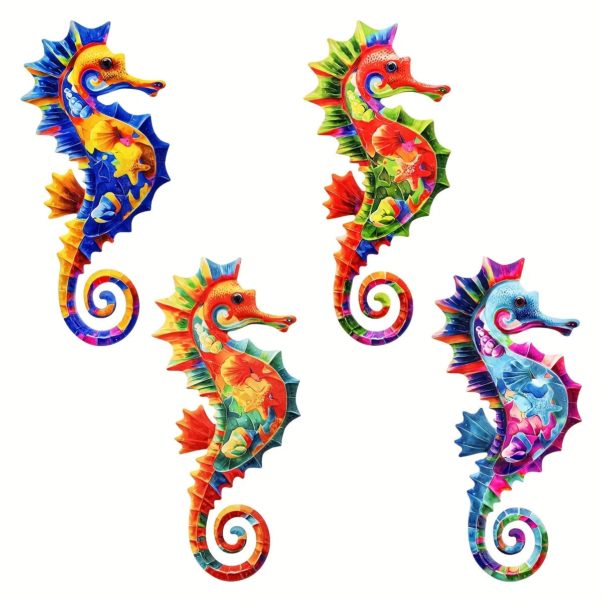 Eye-catching Metal Ocean Seahorse Wall Decor Hanging Wall Outdoor Garden Sculpture Statue Home Yard Pool Bathroom Living Room
