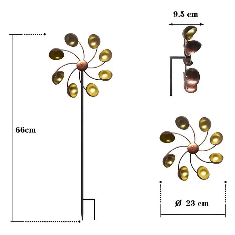 66cm Outdoor Windmill Decoration Garden Iron Rotating Windmill Wind Windmill Garden Yard Outdoor Decor Mental Ground Stake