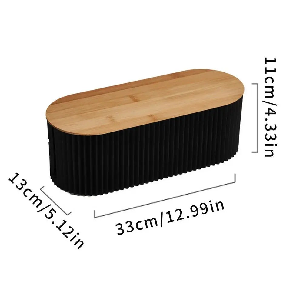 Wire Organizer Box with Wood Cover Cable Management Box Plug Board Storage Box Extension Hiders Power Cord Charger Storage
